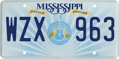 MS license plate WZX963