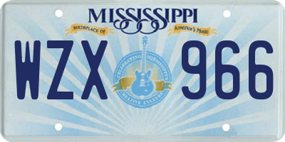 MS license plate WZX966