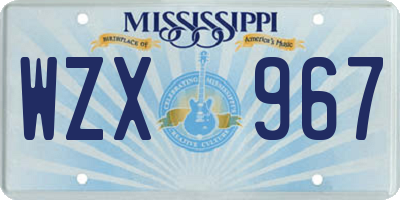 MS license plate WZX967