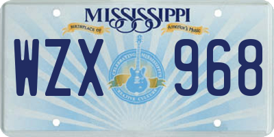 MS license plate WZX968