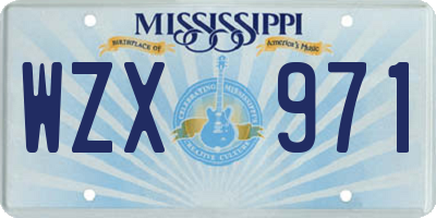 MS license plate WZX971