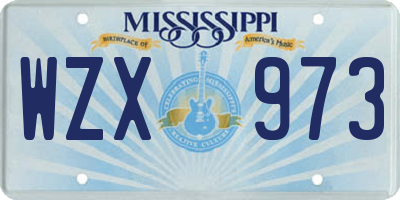 MS license plate WZX973