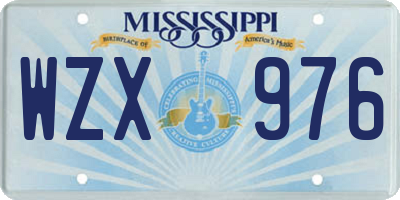 MS license plate WZX976