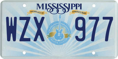 MS license plate WZX977