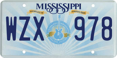 MS license plate WZX978