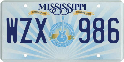 MS license plate WZX986