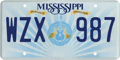 MS license plate WZX987