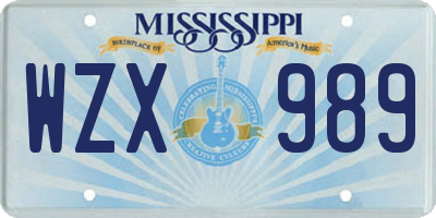 MS license plate WZX989