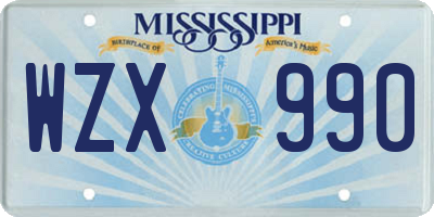MS license plate WZX990