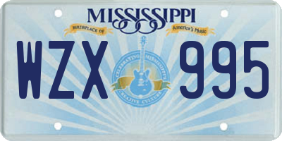 MS license plate WZX995