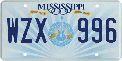 MS license plate WZX996