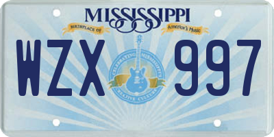 MS license plate WZX997