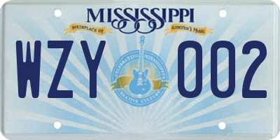 MS license plate WZY002