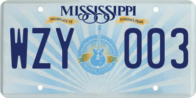MS license plate WZY003