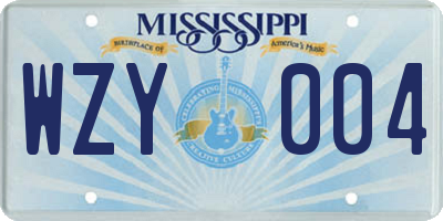 MS license plate WZY004