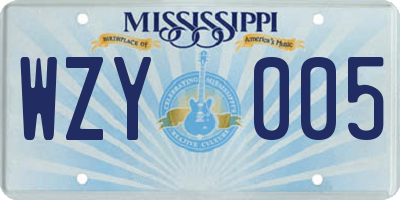MS license plate WZY005