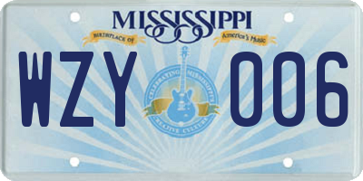 MS license plate WZY006