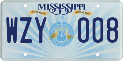 MS license plate WZY008