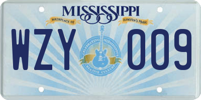 MS license plate WZY009