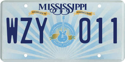MS license plate WZY011