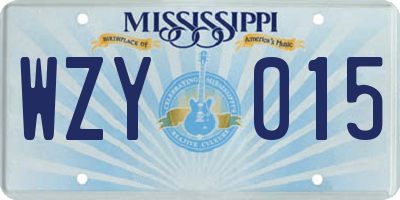 MS license plate WZY015