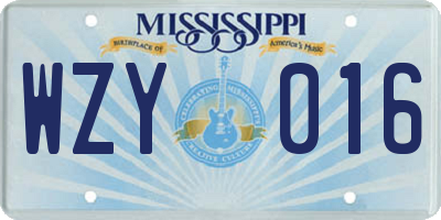 MS license plate WZY016