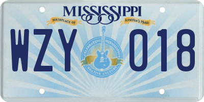 MS license plate WZY018