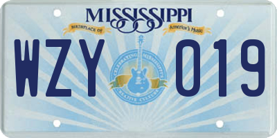 MS license plate WZY019