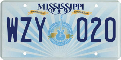 MS license plate WZY020