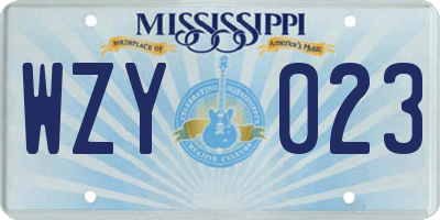 MS license plate WZY023