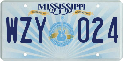 MS license plate WZY024