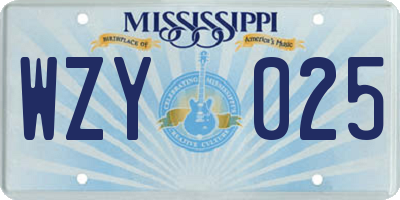 MS license plate WZY025