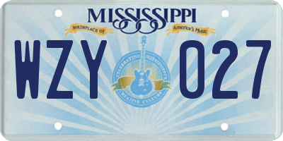 MS license plate WZY027