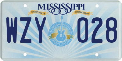 MS license plate WZY028
