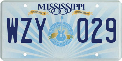 MS license plate WZY029