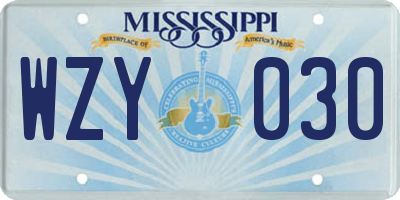 MS license plate WZY030