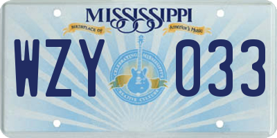 MS license plate WZY033