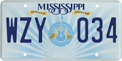 MS license plate WZY034