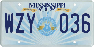 MS license plate WZY036
