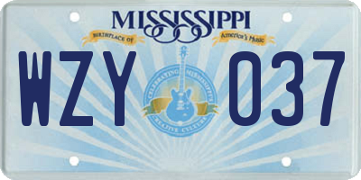 MS license plate WZY037