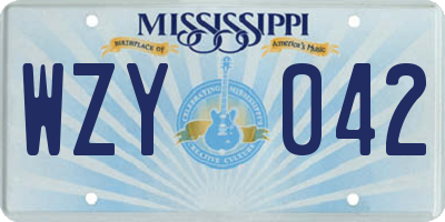 MS license plate WZY042