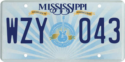 MS license plate WZY043