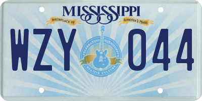 MS license plate WZY044
