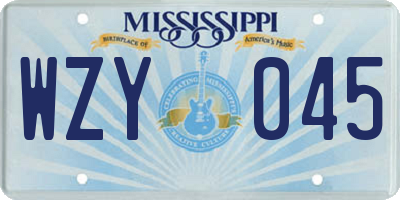 MS license plate WZY045