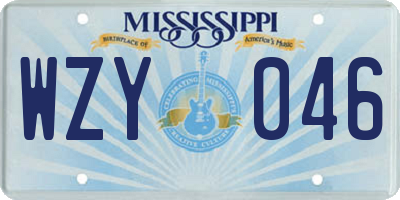 MS license plate WZY046