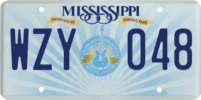 MS license plate WZY048