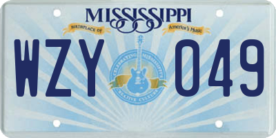 MS license plate WZY049