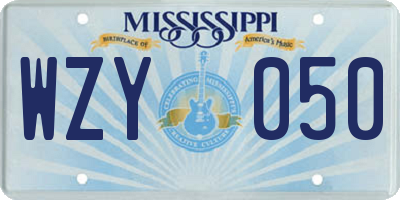 MS license plate WZY050