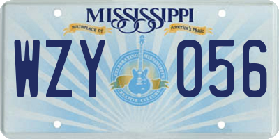 MS license plate WZY056