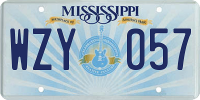 MS license plate WZY057